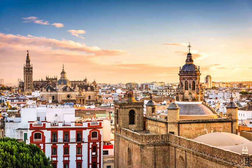 Seville skyline in the old quarter, Spain