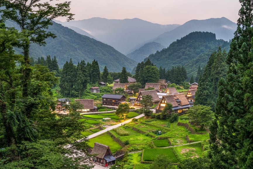 Gassho-zukuri farmhouses in Ainokura, Japan