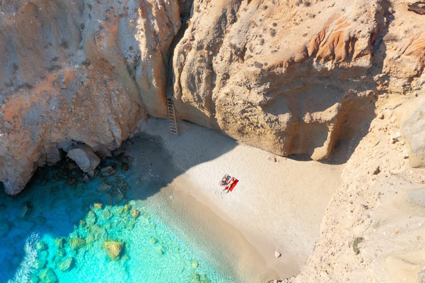 Tsigrado Beach in Milos, Greece