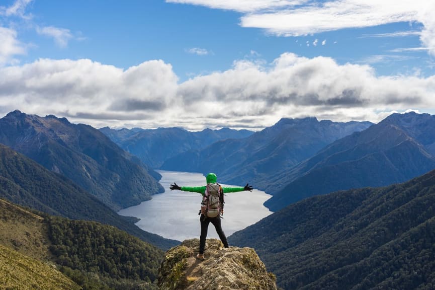 Hiker at Kepler Track in New Zealand