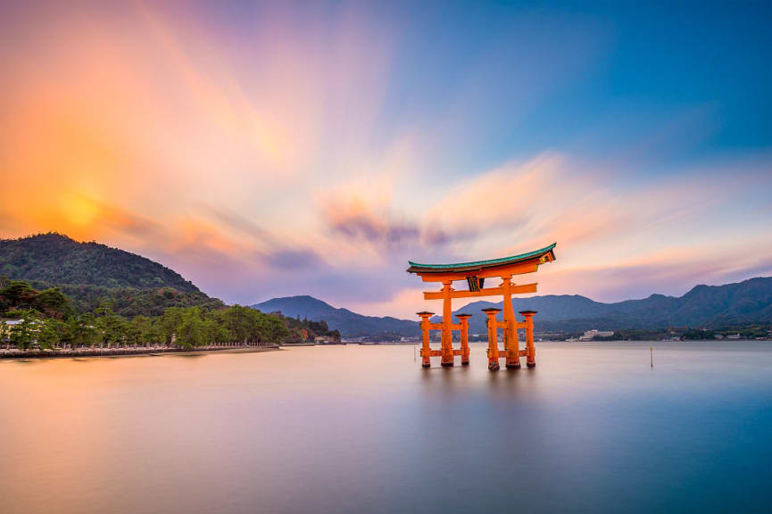 Itsukushima-jinja shrine gate at Miyajima, Japan