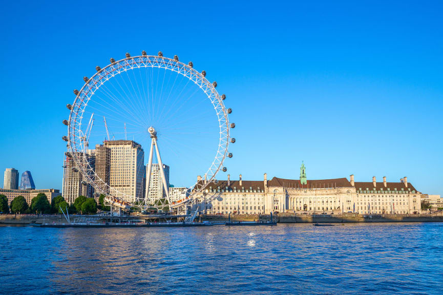 The London Eye on the South Bank of the Rover Thames in London, England