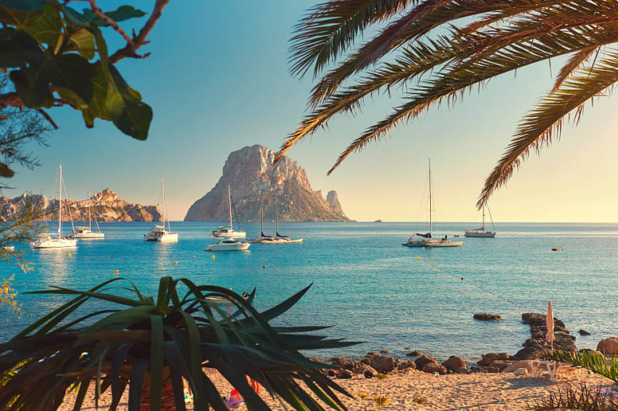 Cala d'Hort beach in Ibiza, Spain