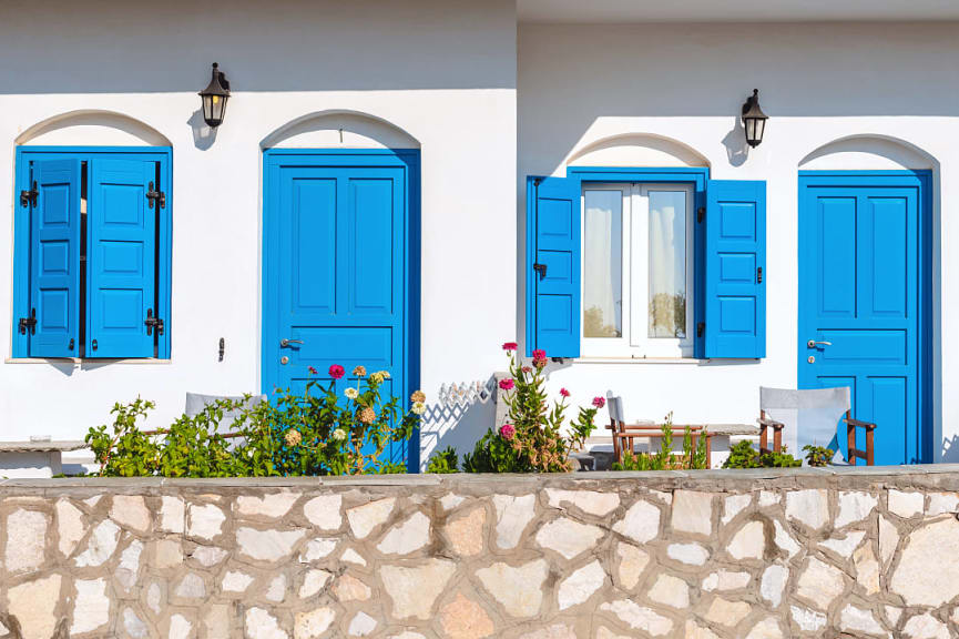 Typical white Greek house in Apollonia, Sifnos, Greece