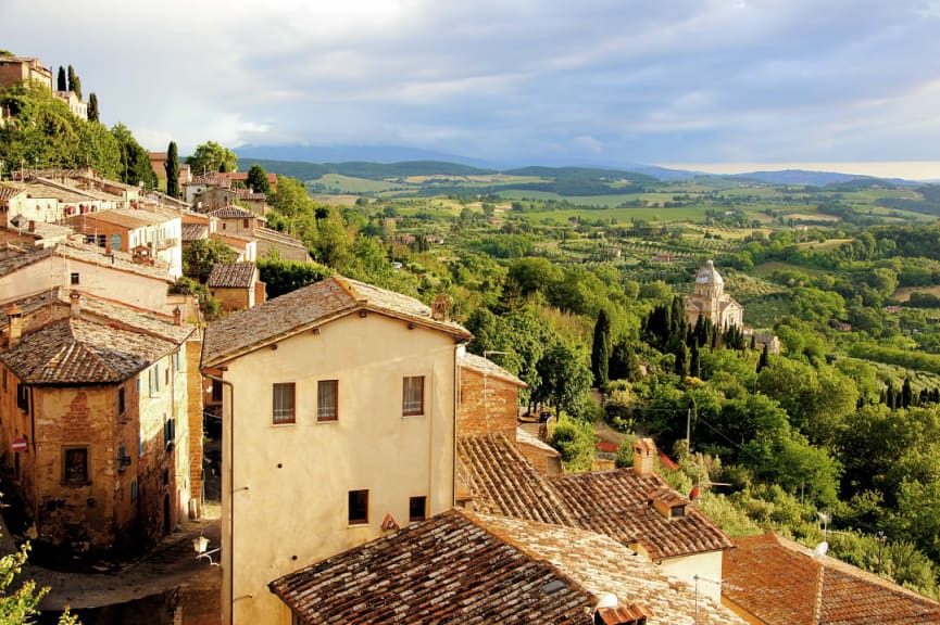 Tuscan countryside from the town of Montepulciano, Italy