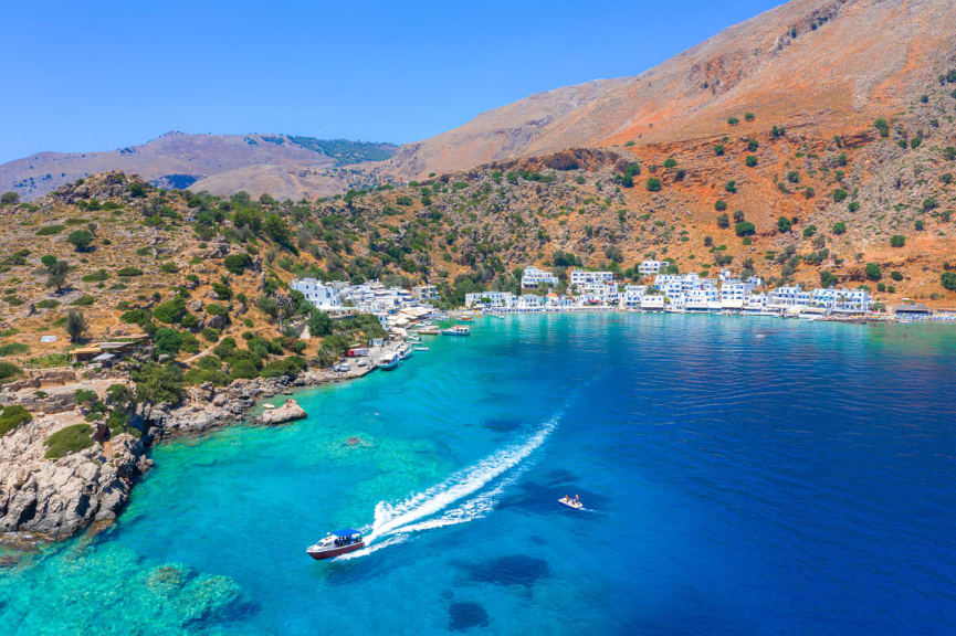 Fishing village of Loutro in Crete, Greece