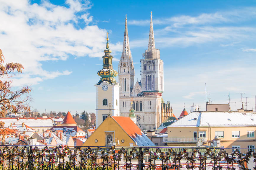 Cathedral in Zagreb, Croatia during winter