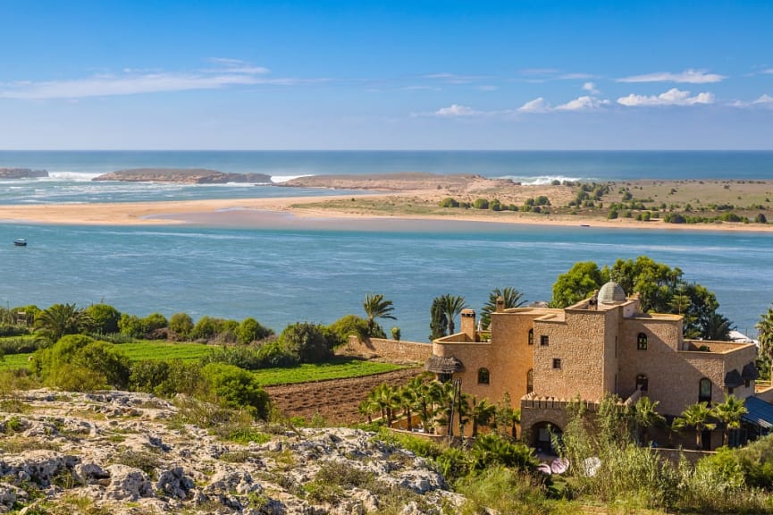 Beach and lagoon in Oualidia, Morocco