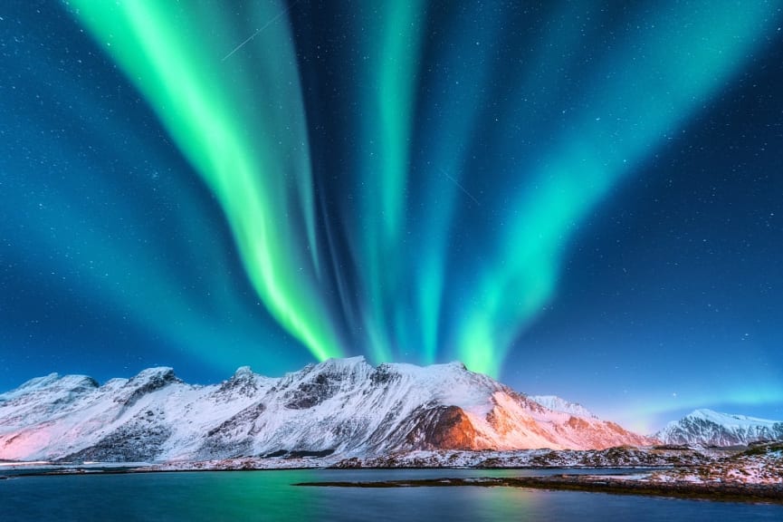 Northern lights in the Lofoten Islands, Norway