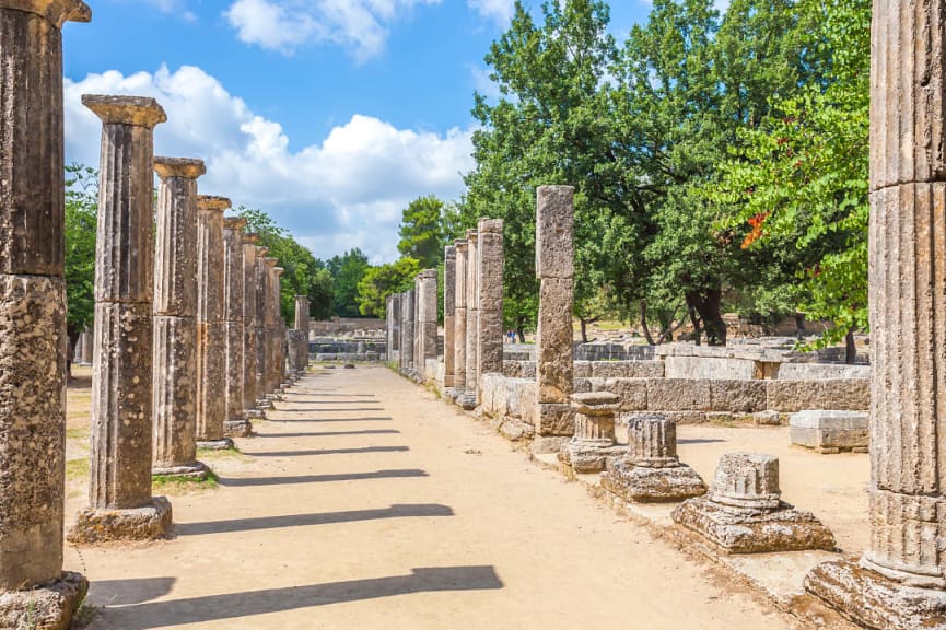 Ruins in ancient Olympia in Greece