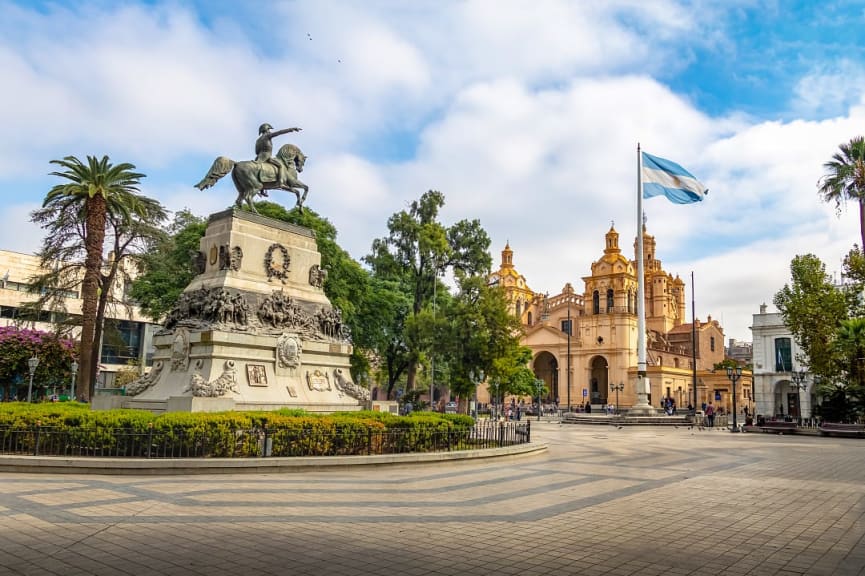 San Martin Square and Cordoba Cathedral in Cordoba, Argentina