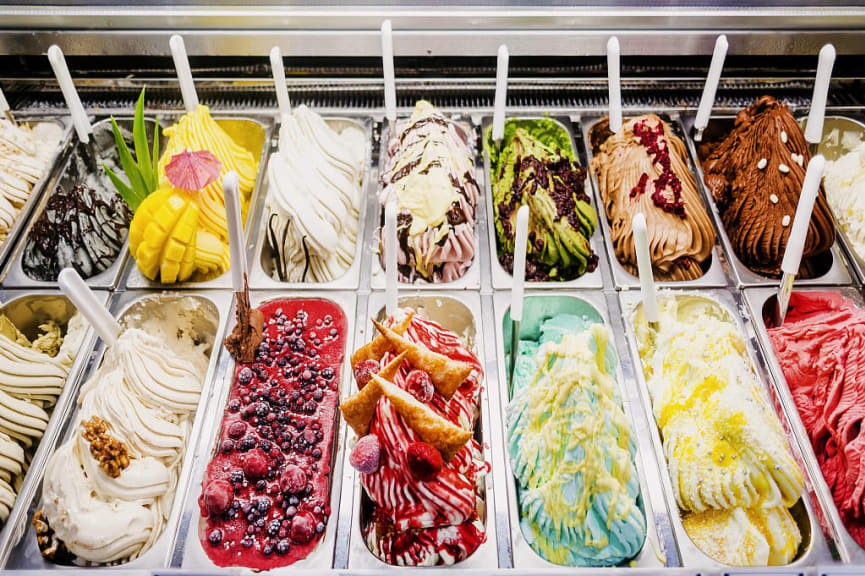 Selection of gourmet gelato