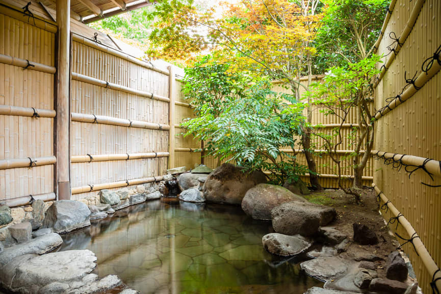 An outdoor onsen in Japan