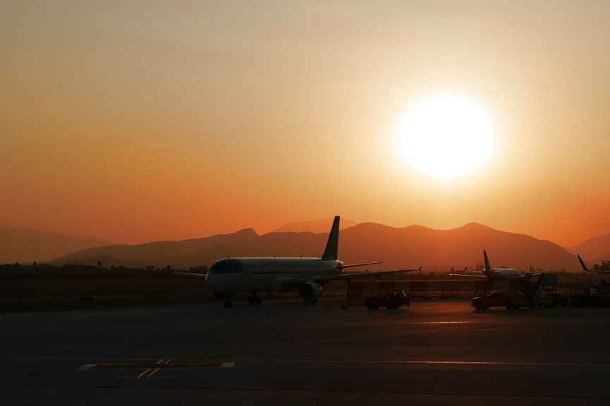 Airplanes at Hurghada International Airport in Egypt