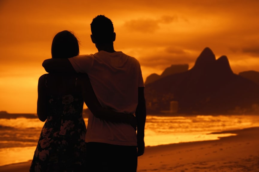 Couple on beach in Rio de Janeiro, Brazil