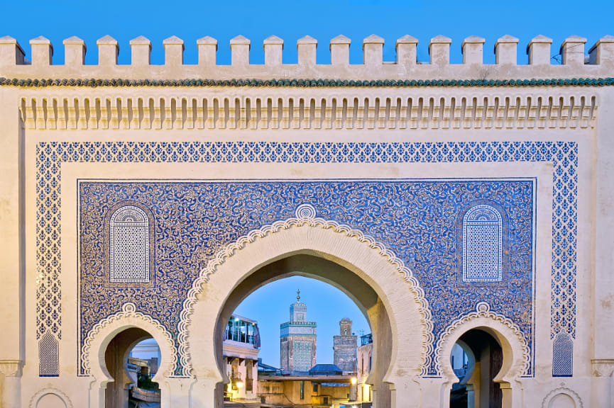 Bab Bou Jeloud gate in Fez, Morocco