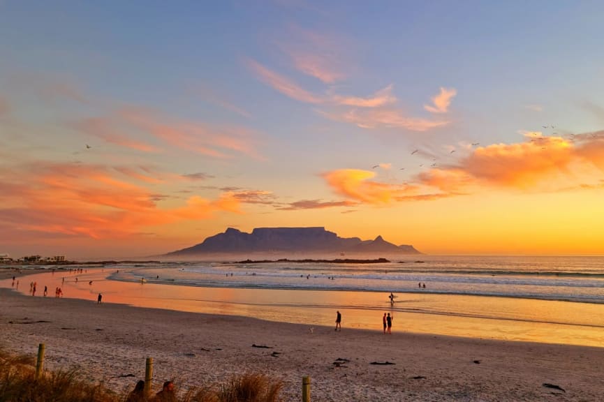 Sunset from Bloubergstrand in Cape Town, South Africa