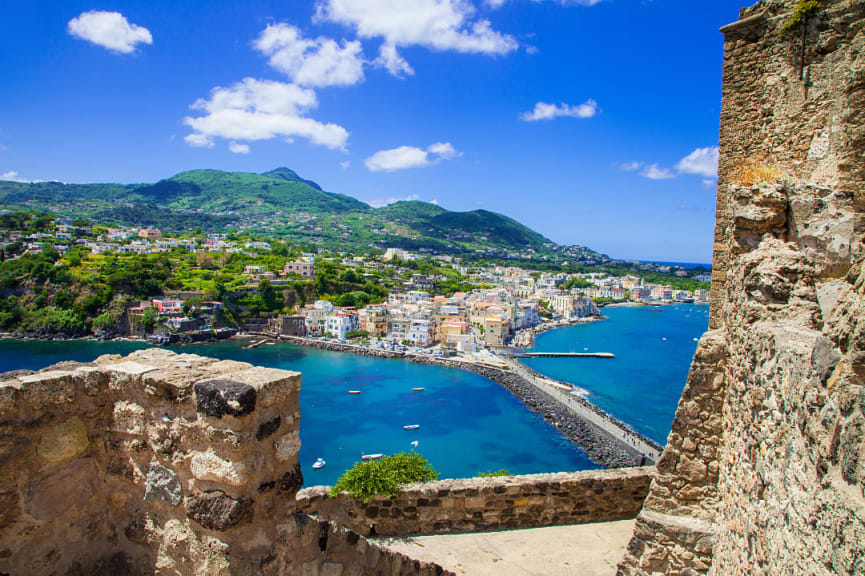 Ischia island seen from castle Aragonese