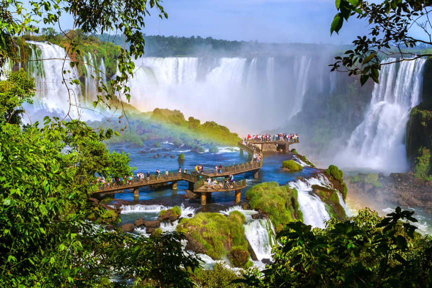 Iguazu waterfalls and viewing platform in Argentina