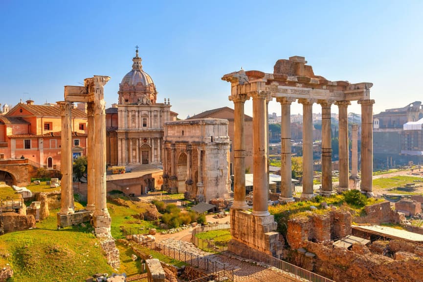 Roman Furum ruins in Rome, Italy