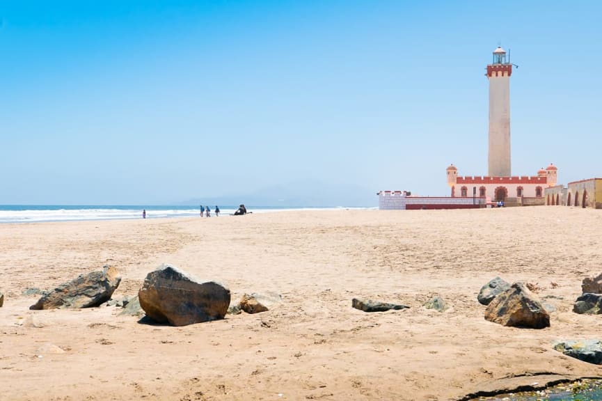 Faro Monumental lighthouse on Play el Faro in La Serena, Chile