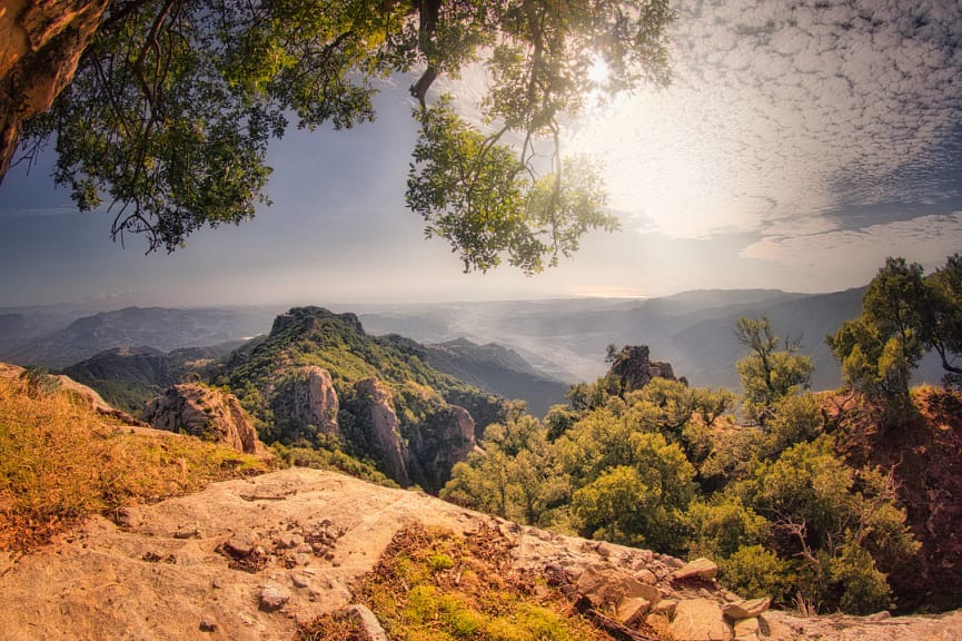 Panorama of the mountains and rocky outcroppings of the Aspromonte National Park in Italy