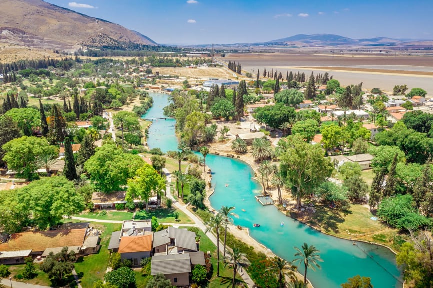 Turquoise Amal river in Beit Shean, Israel