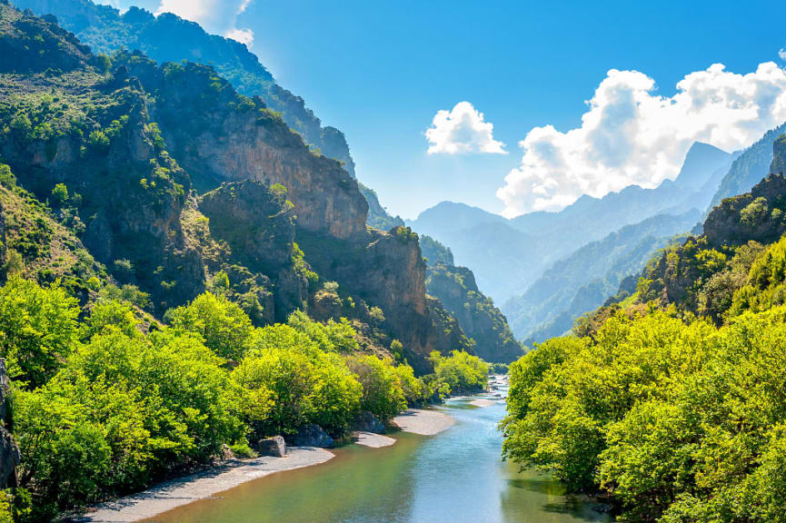 Zagori landscape in the Pindus mountains in Epirus