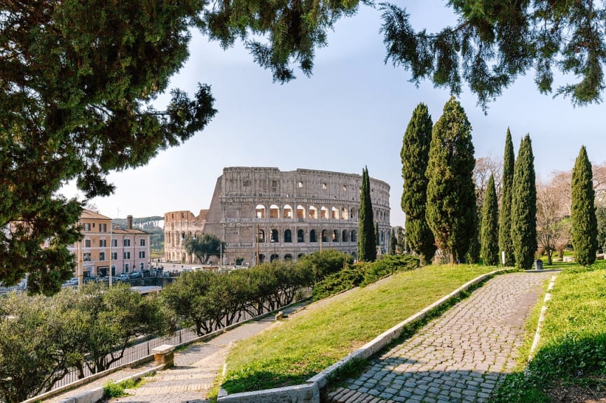 View of the Roman Colosseum in Italy