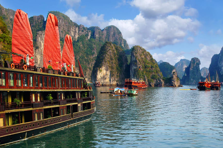 Boats on Ha Long Bay in Vietnam