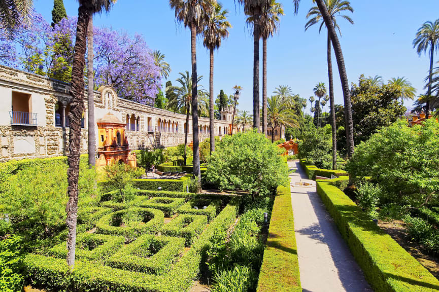 Real Alcazar gardens in Seville, Spain