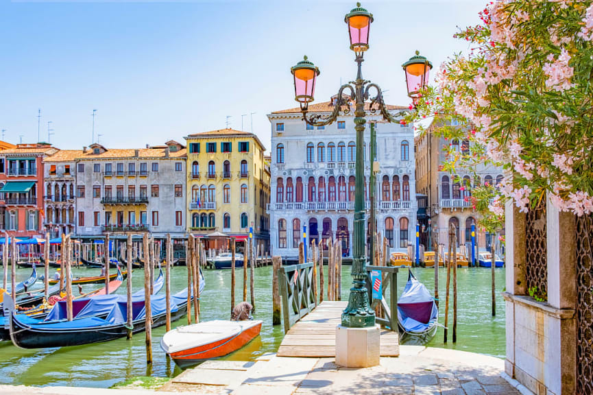 Venetian street in summer day, Italy.