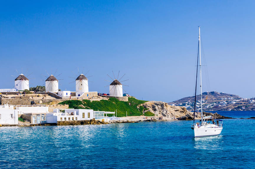 Yacht on the Mykonos Island, Greece