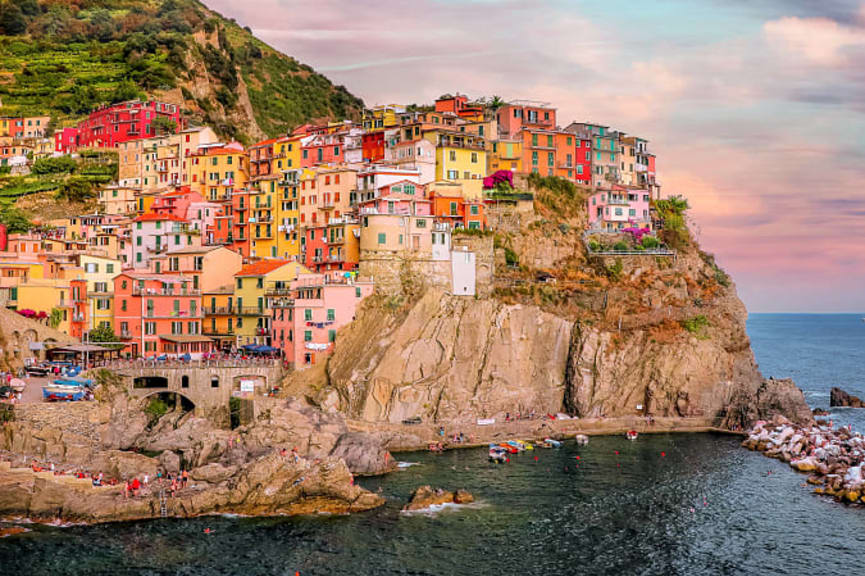 Cinque Terre at sunset.