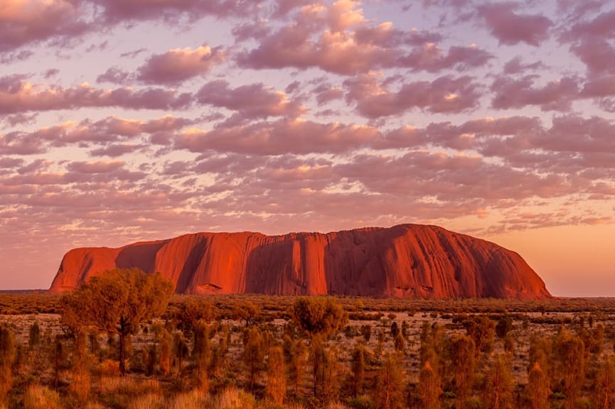 Sunset over Uluru in Australia