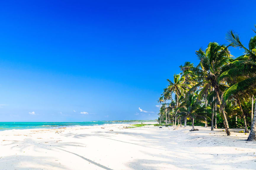 White sand beach in Palomino, Colombia