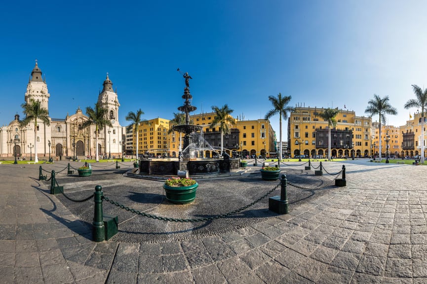 Main square and Cathedral in Lima, Peru