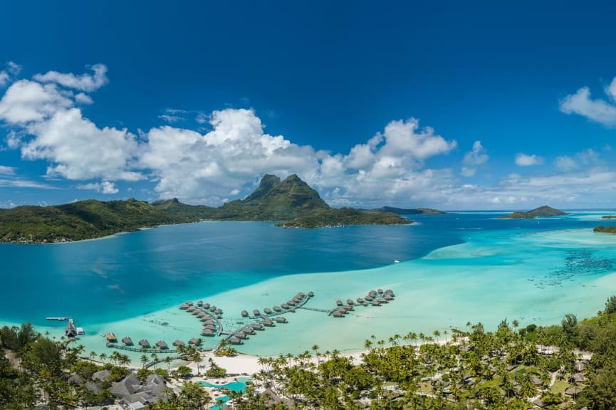 Over water bungalows in Bora Bora, French Polynesia