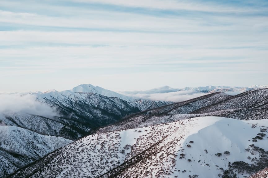 Winter snow in Hotham Heights, Victoria, Australia