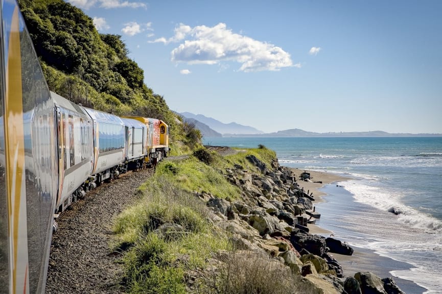 Scenery on the Coastal Pacific in New Zealand.  Photo courtesy KiwiRail