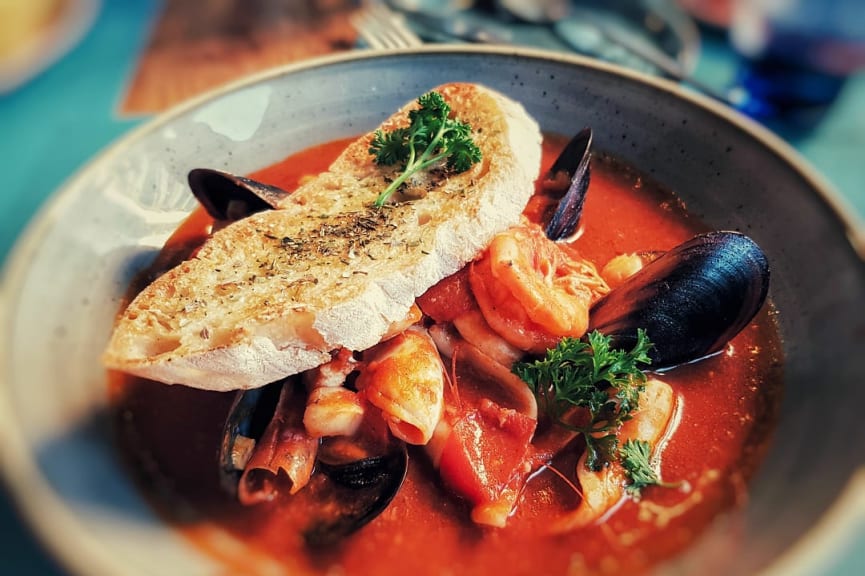 Seafood soup in Cape Town, South Africa