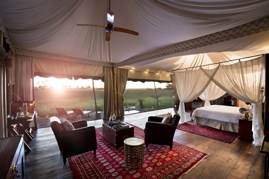 Duba Plains Suite guest tent in Okavango Delta, Botswana