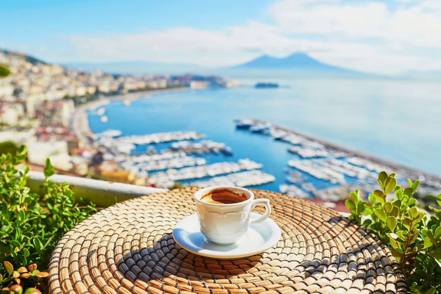 Morning espresso with a view in Naples