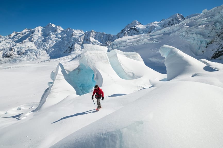 Hiking Tasman Glacier in Mount Cook National Park, New Zealand