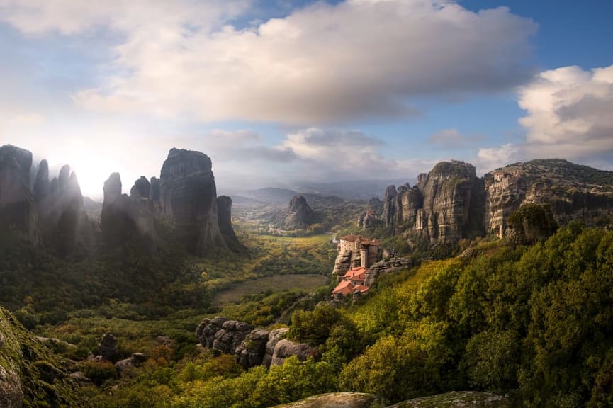 Monastery on the rocks in Meteora, Greece