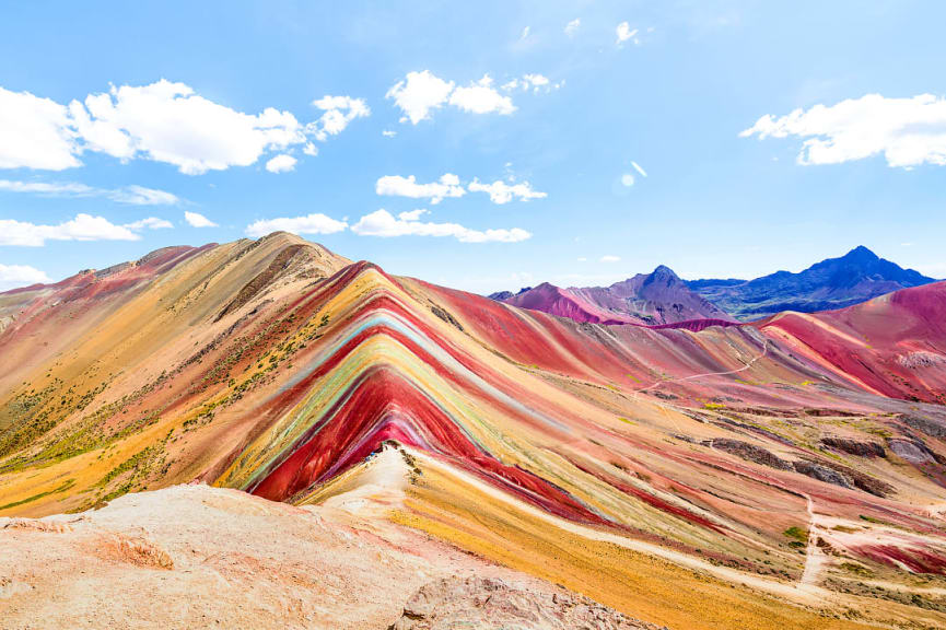 Vinicunca, or Rainbow Mountain, near Cusco in the Andes of Peru near Cusco,