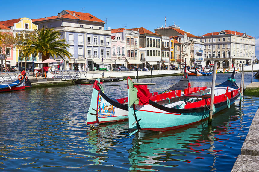 Traditional boats in the canal, Aviero, Portugal