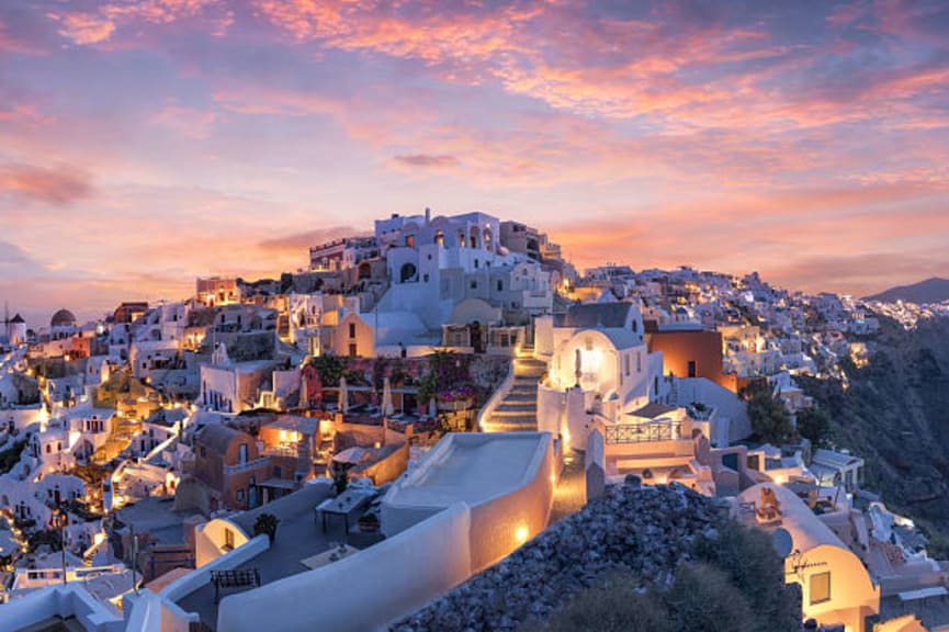 Sunset in Santorini, Greece