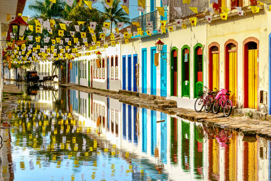 Colonial Streets in Paraty in Rio de Janeiro, Brazil.