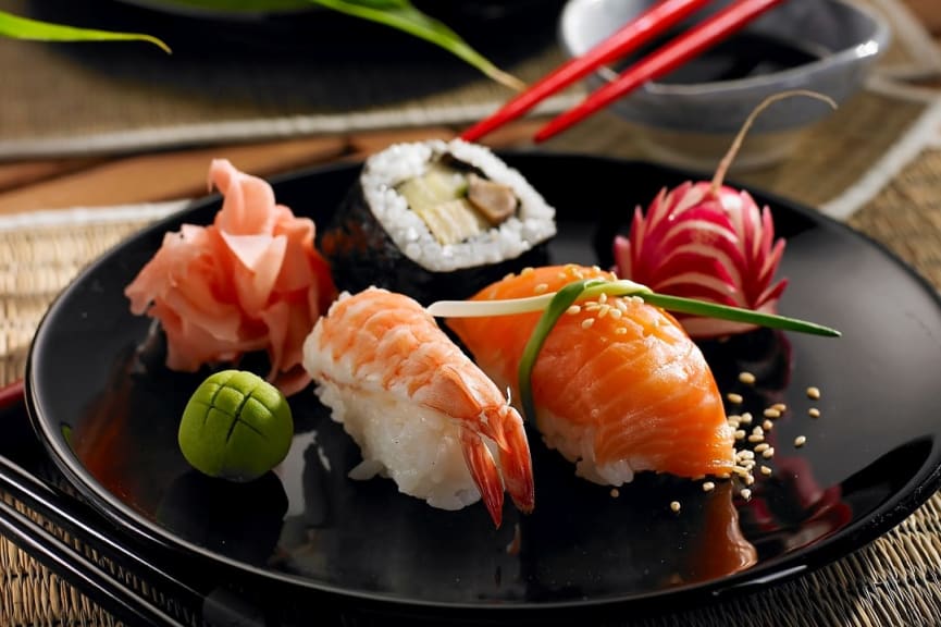 Traditional Japanese sushi served in Tokyo